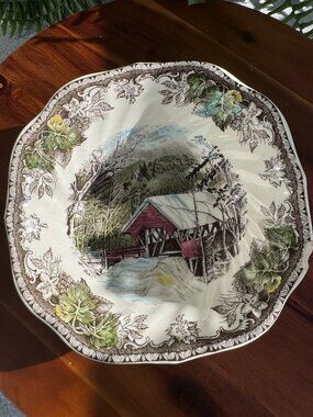 Vintage Johnson Brothers Friendly Village Covered Bridge Cereal Bowl